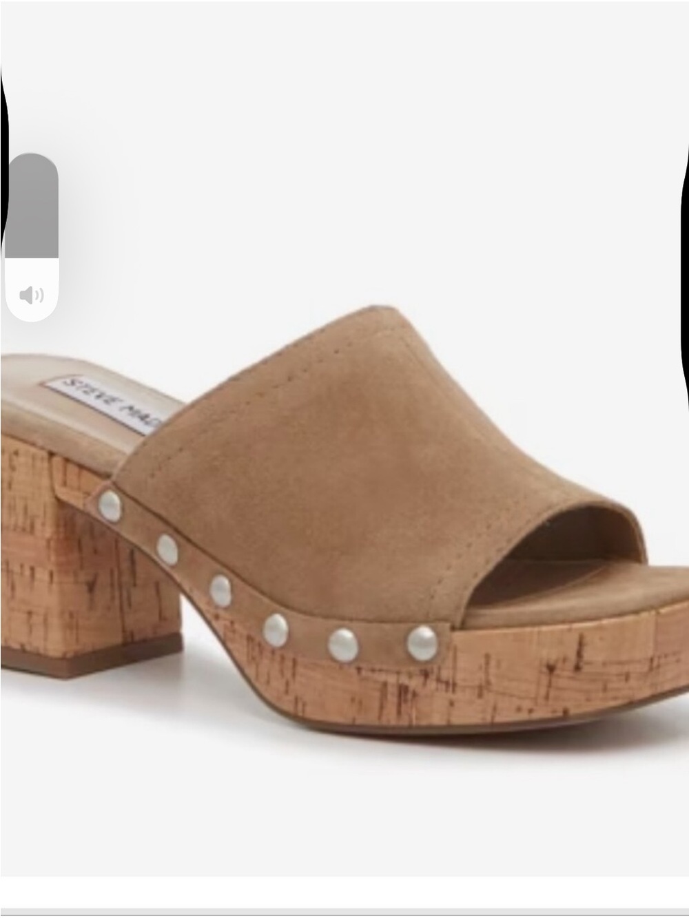 Steve Madden Tan Suede Cork Studded Platform Mule
